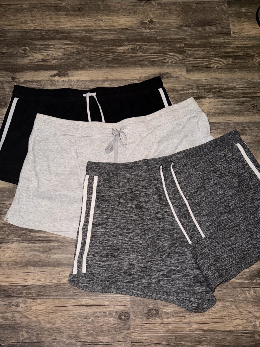 Bundle of 3 Women’s Casual Knit Lounge Shorts - Black, Light Gray, Dark Gray